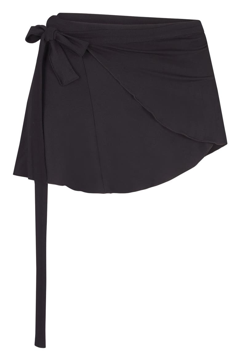 Stretch Knit Wrap Skirt, Alternate, color, OBSIDIAN