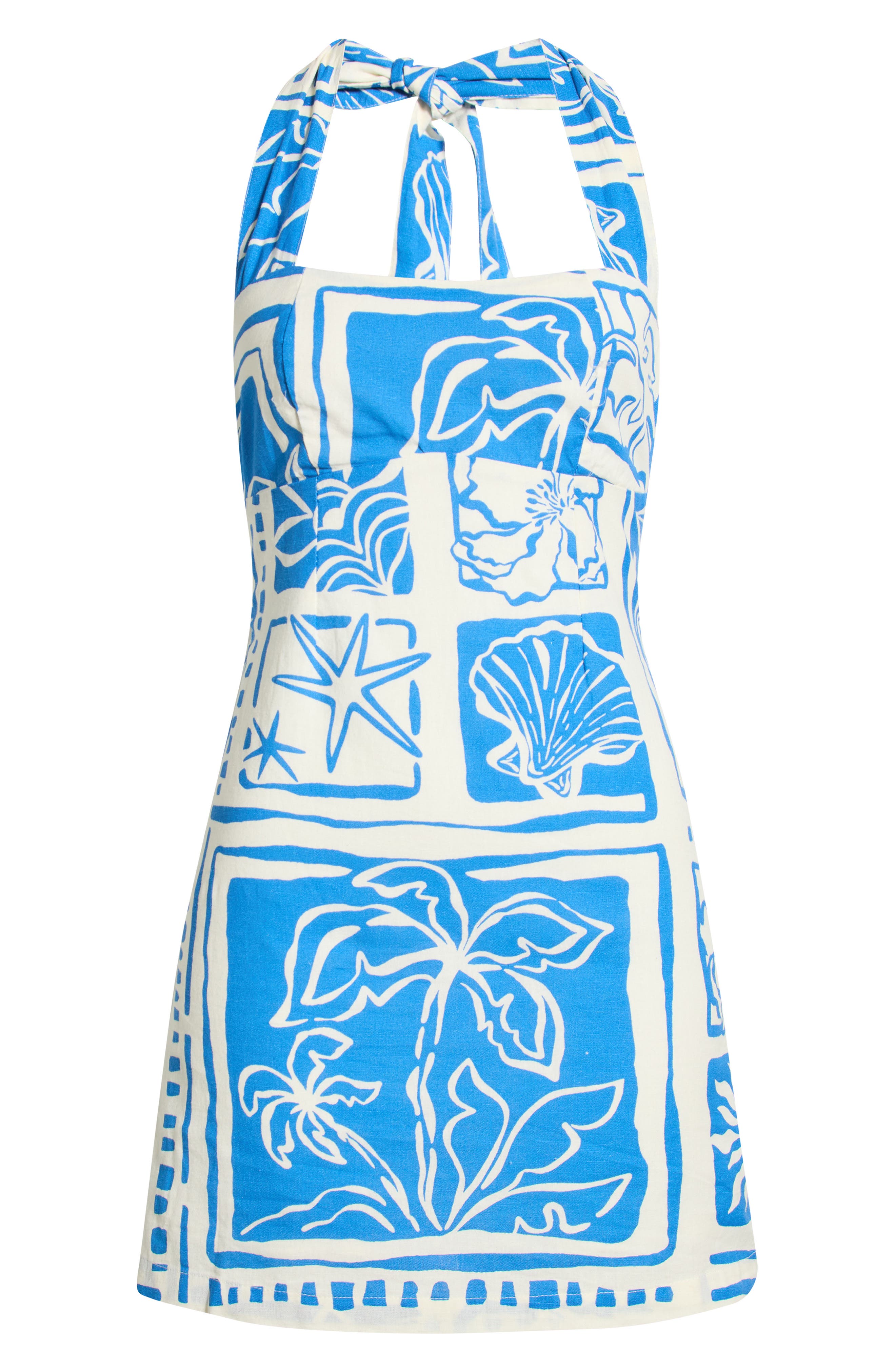 Billabong Sea Glow Cotton & Linen Halter Minidress In Multi