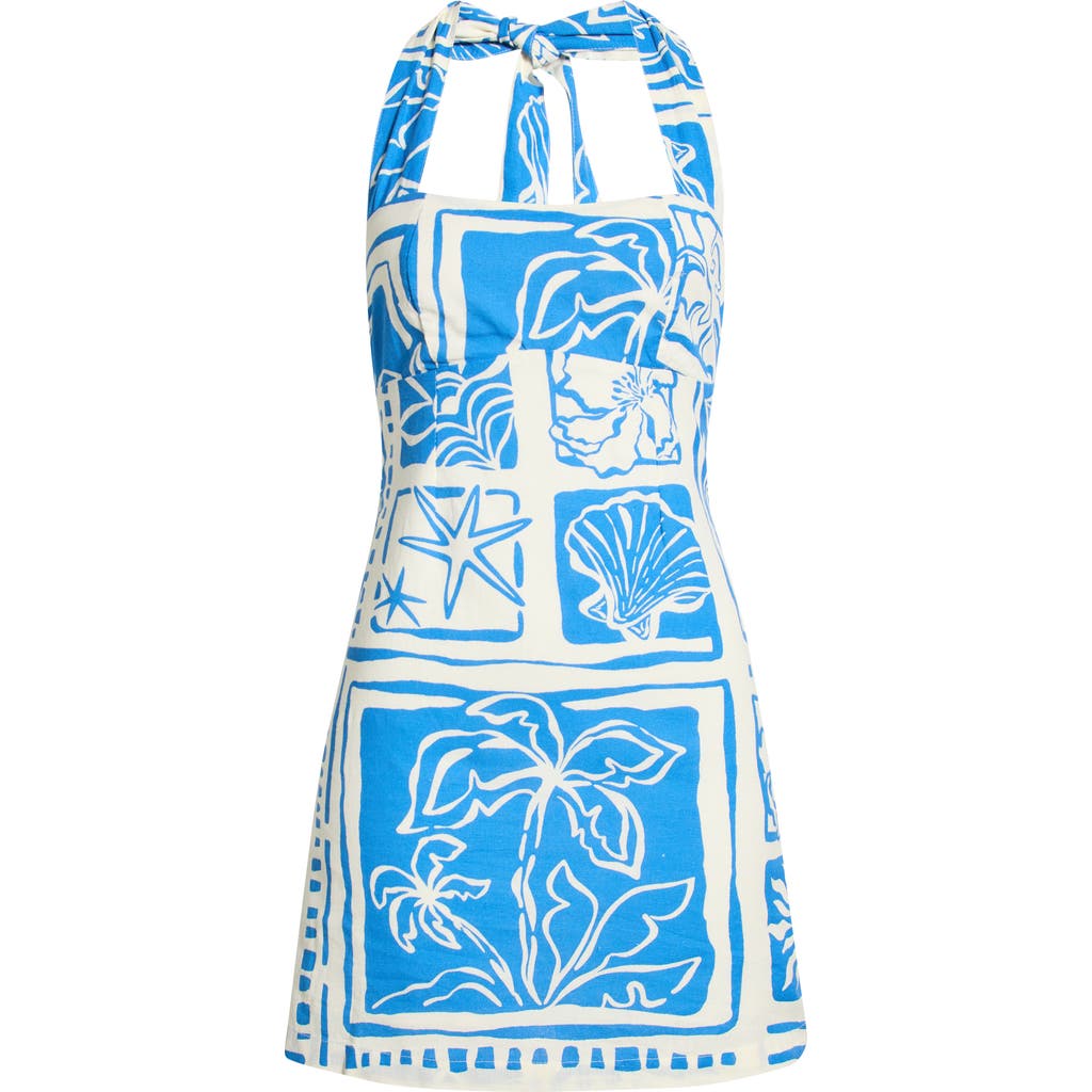 Billabong Sea Glow Cotton & Linen Halter Minidress In Multi