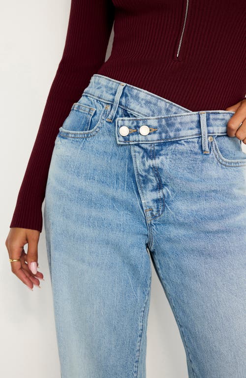 GOOD AMERICAN GOOD AMERICAN GOOD EASE CROSSOVER WAIST WIDE LEG JEANS