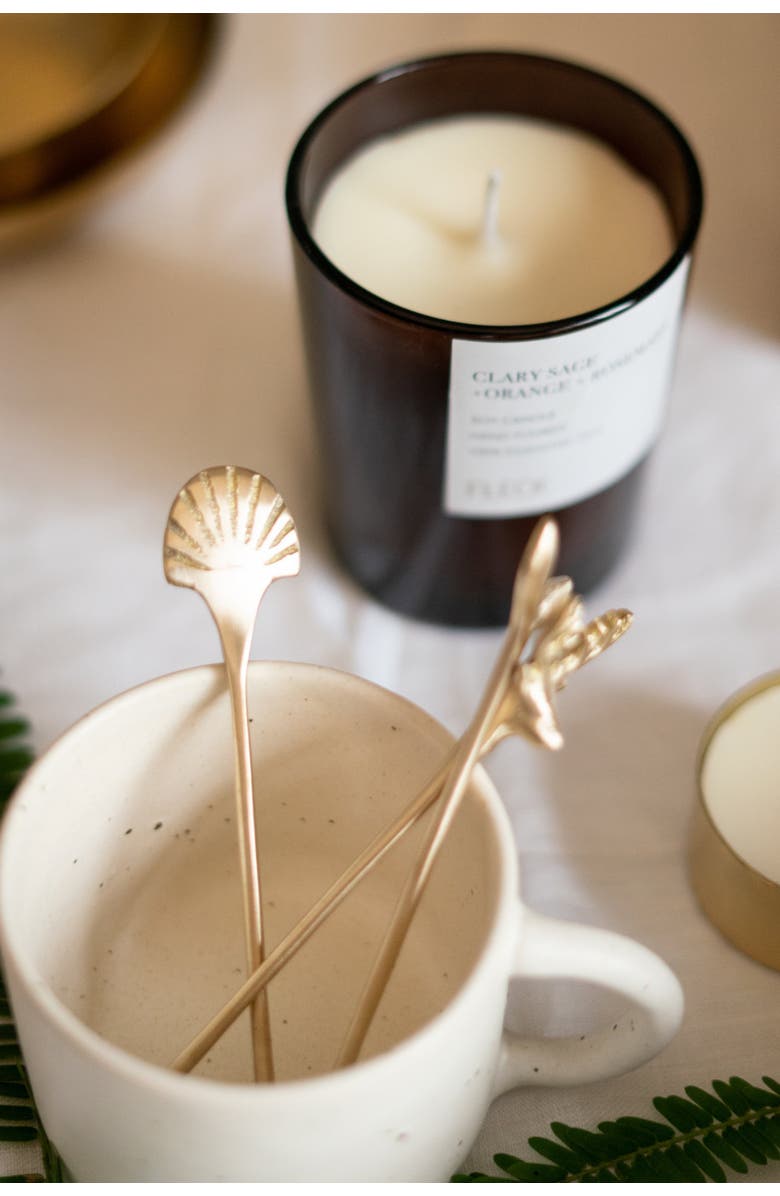 Fleck Seashell Drink Stirrers - Set of 4, Alternate, color, Brass