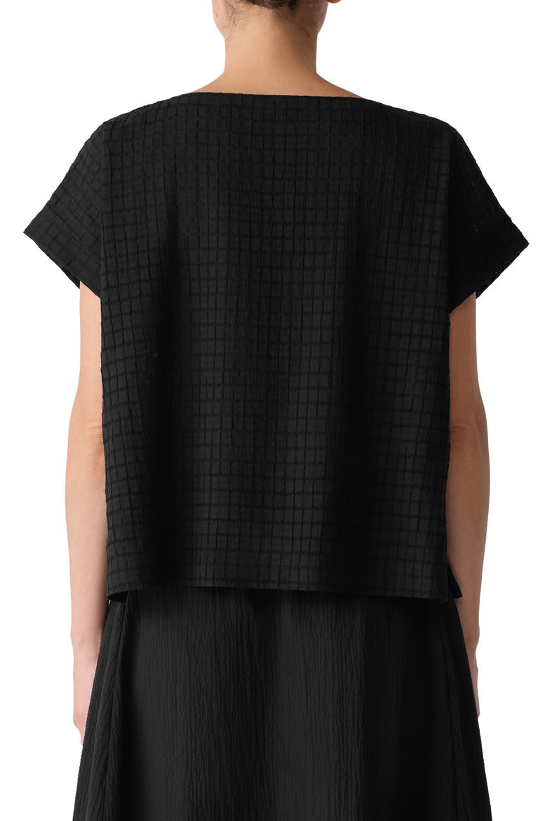 Boxy Boat Neck Organic Cotton Blend Top, Alternate, color, BLACK