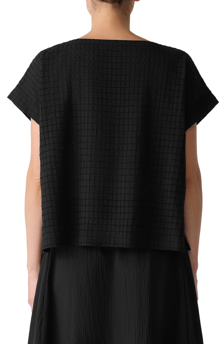 Eileen Fisher Boxy Boat Neck Organic Cotton Blend Top, Alternate, color, Black
