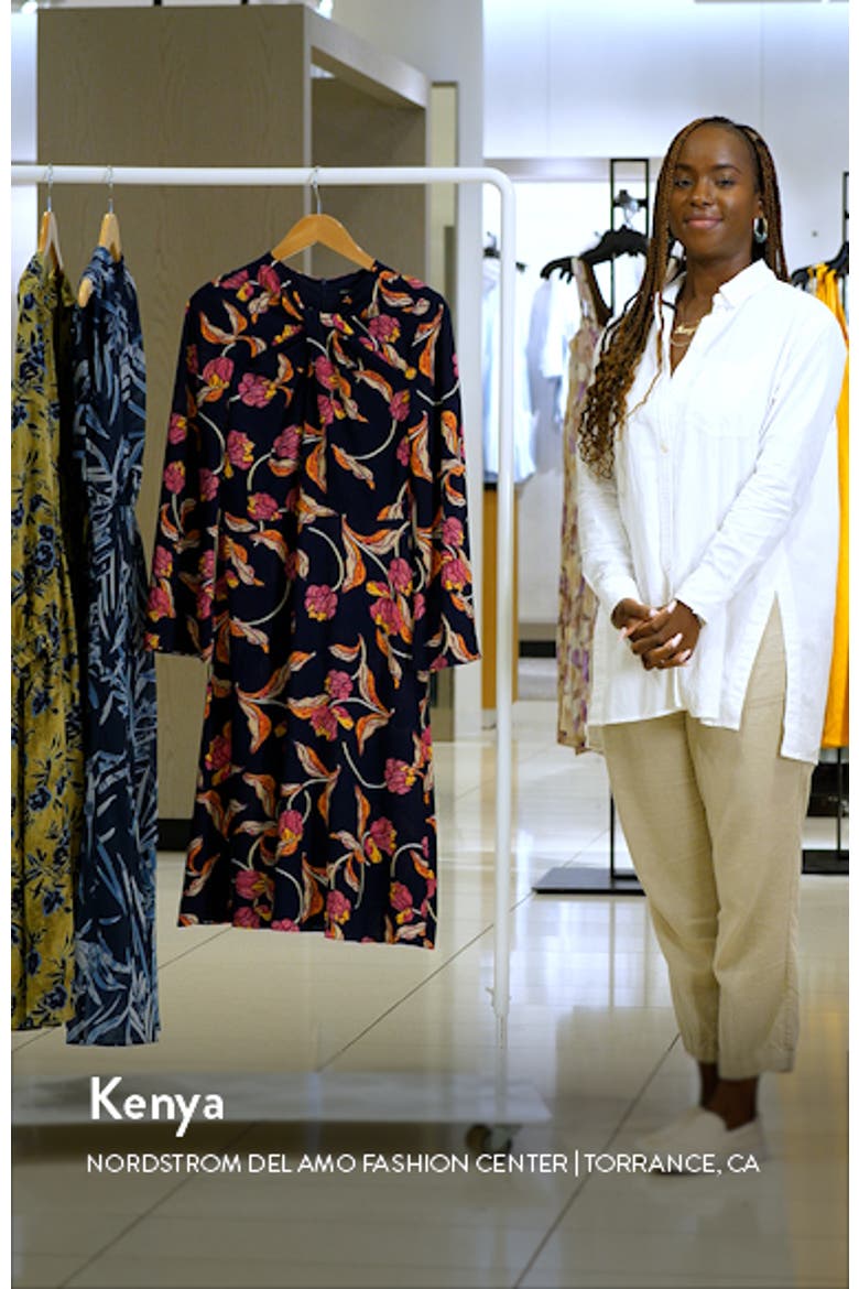Floral Twist Neck Long Sleeve Midi Dress video