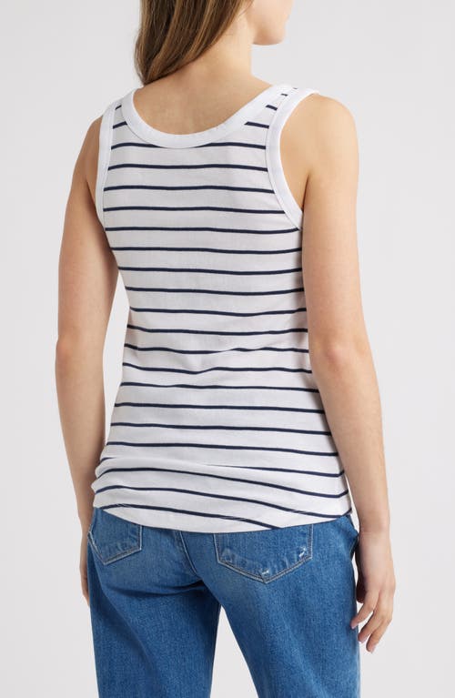 Caslonr Caslon(r) Cotton Tank In White- Navy Dolly Stripe