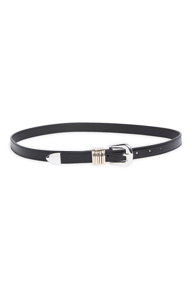 Croc Embossed Belt, Main, color, BLACK