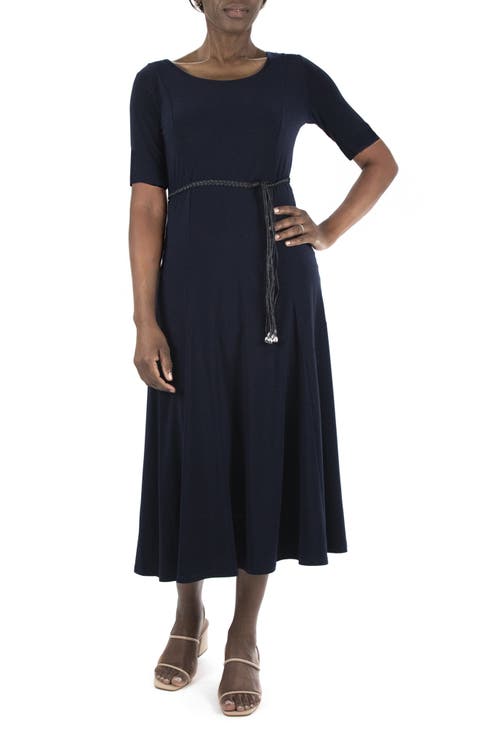 Sylvia Belted A-Line Midi Dress