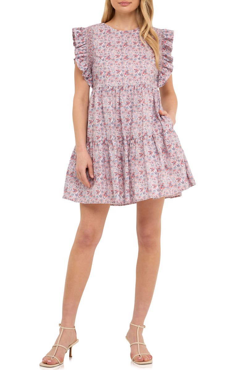English Factory Floral Ruffle Babydoll Minidress, Alternate, color, 