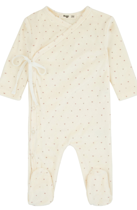 Girls Velour Dot Pattern Wrap Footie