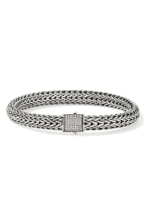 Icon Bracelet, Sterling Silver, Pavé Diamond, 7.5mm