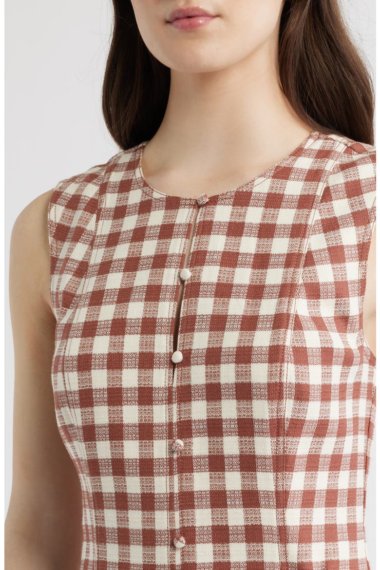 The Angie Check Sleeveless Fit & Flare Minidress, Alternate, color, RUST GINGHAM