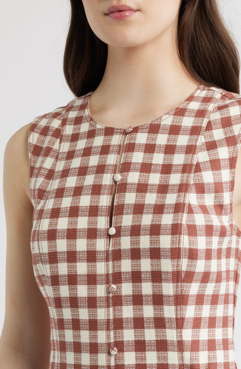 Hill House Home The Angie Check Sleeveless Fit & Flare Minidress, Alternate, color, Rust Gingham