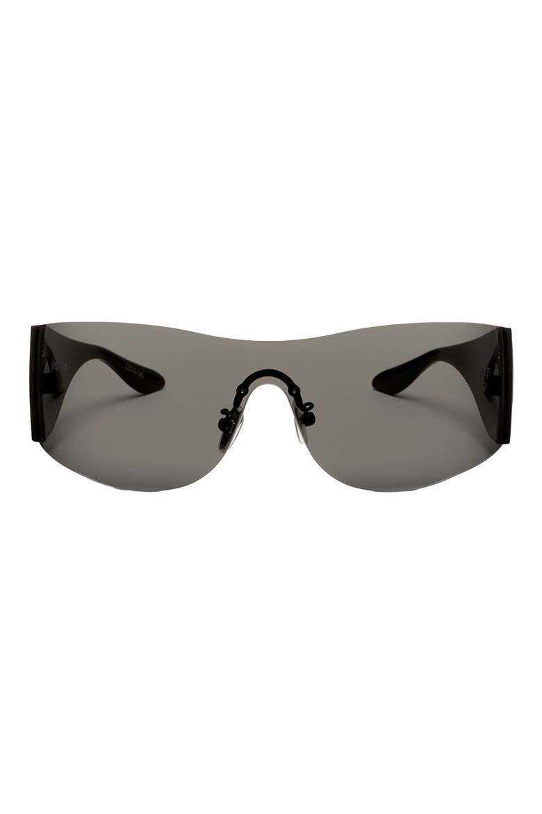 Wrap It Up 141mm Rimless Shield Sunglasses, Main, color, WRAP IT UP BLACK / DARK SMOKE