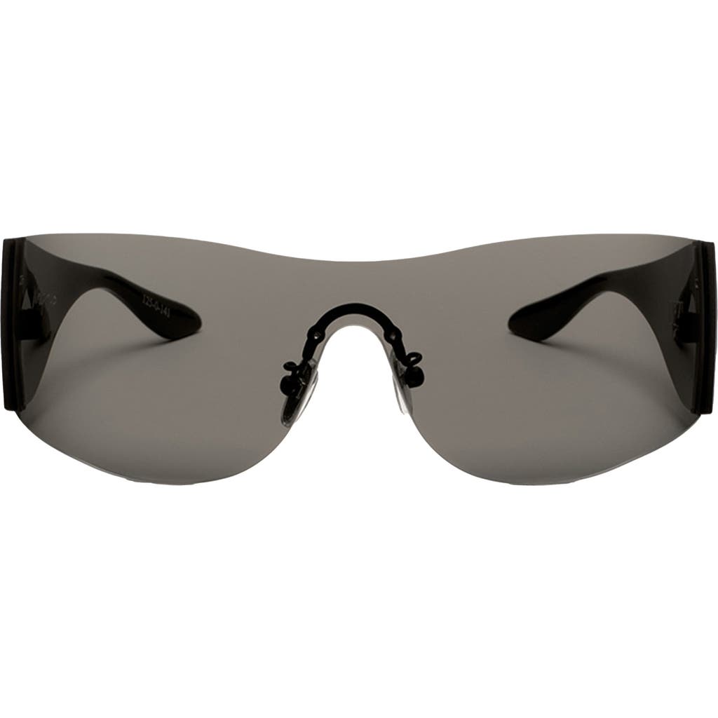Dezi Wrap It Up 141mm Rimless Shield Sunglasses In Wrap It Up Black / Dark Smoke