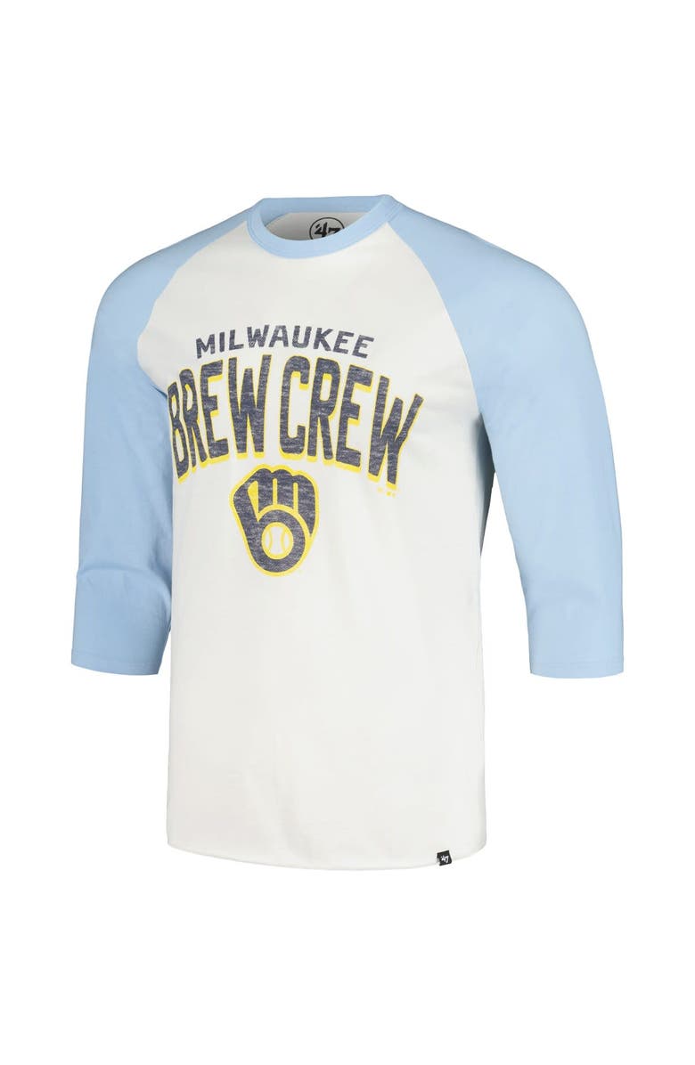 '47 Men's '47 Cream Milwaukee Brewers City Connect Crescent Franklin Raglan 3/4-Sleeve T-Shirt, Alternate, color, 