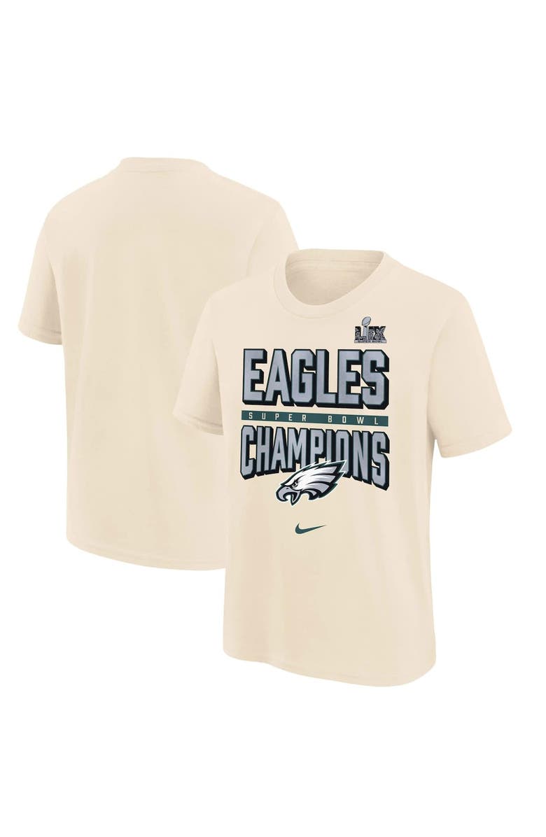 Nike Youth Nike  Cream Philadelphia Eagles Super Bowl LIX Champions T-Shirt, Main, color, 