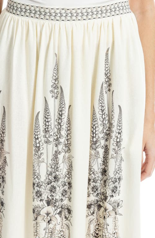 Max Studio Border Print Maxi Skirt In Natural/black