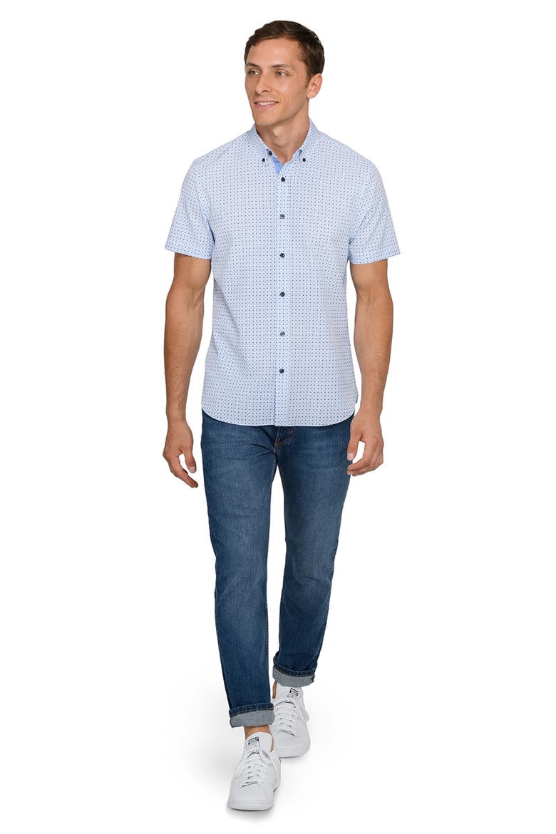 Dash Duo Woven Short Sleeve Basic, Alternate, color, WHITE/BLUE