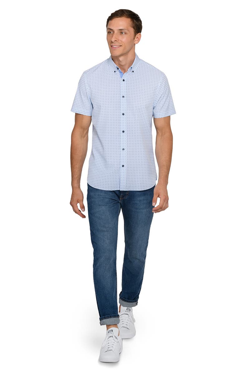 CONSTRUCT Dash Duo Woven Short Sleeve Basic, Alternate, color, White/Blue