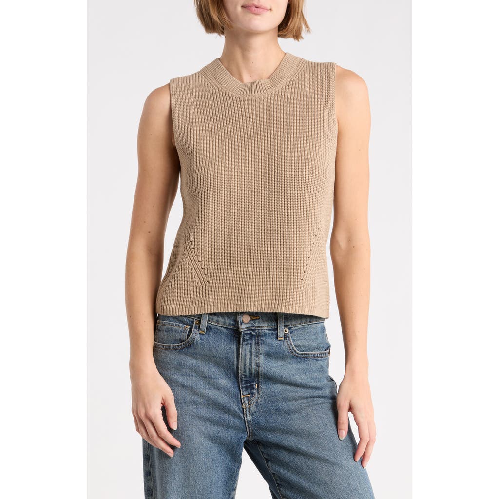French Connection Mozart Cotton Sweater Vest In Tan