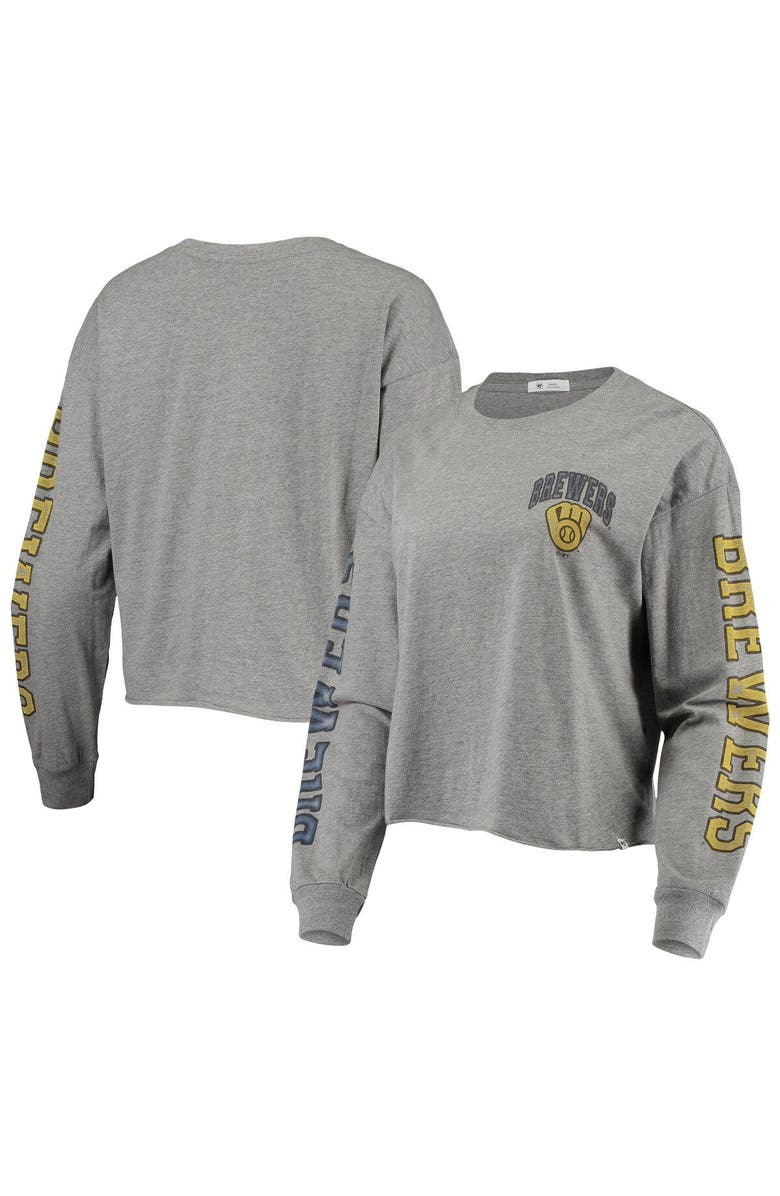 '47 Women's '47 Heathered Gray Milwaukee Brewers Ultra Max Parkway Long Sleeve T-Shirt, Main, color, 