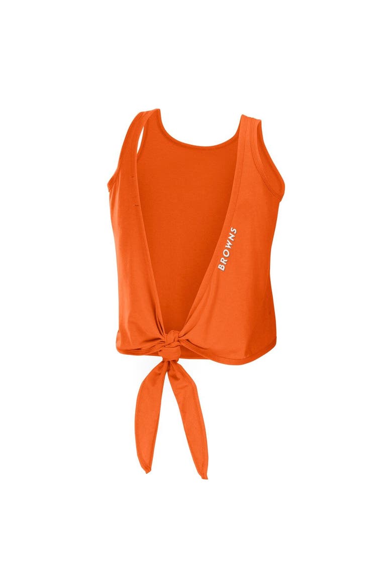 Women's WEAR by Erin Andrews Orange Cleveland Browns Open Back Twist Tie Tank Top, Alternate, color, Orange