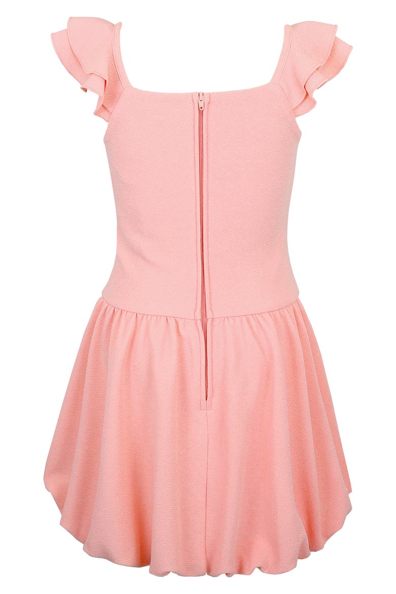 Kids' Flutter Sleeve Bubble Hem Party Dress, Alternate, color, CORAL
