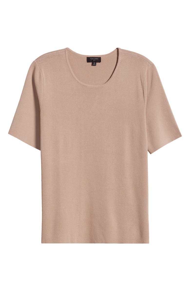Tahari ASL Short Sleeve Sweater, Alternate, color, Sand