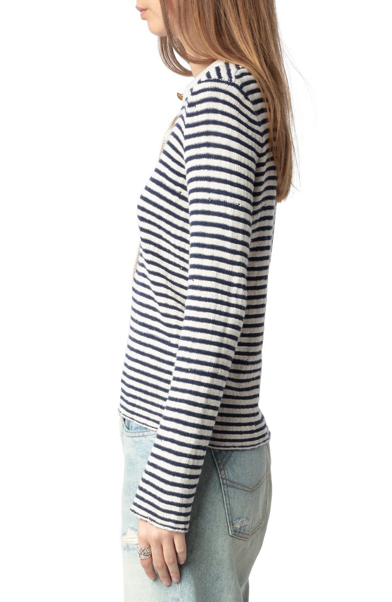 Zadig & Voltaire Mandala Stripe Henley Sweater, Alternate, color, 