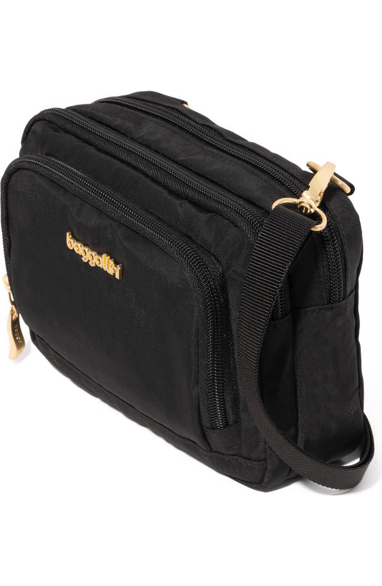BAGGALLINI Trifecta RFID Wallet Crossbody Bag, Alternate, color, Black With Gold Hardware