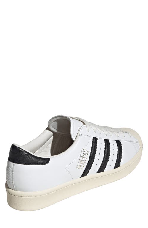 Adidas Originals Superstar Vintage Ostrich-effect Leather Sneakers In White/black/cream White