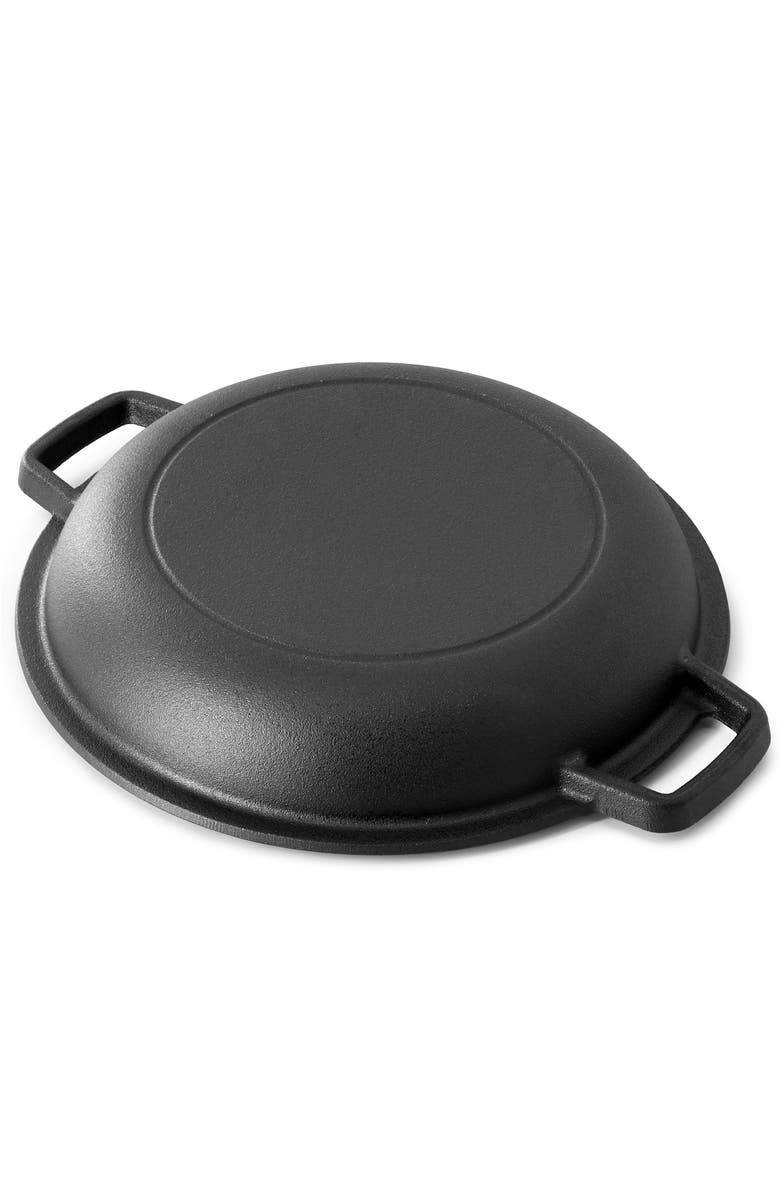 Megachef 5 Quart Pre-Seasoned 2-in-1 Cast Iron Dutch Oven and Skillet, Alternate, color, Black