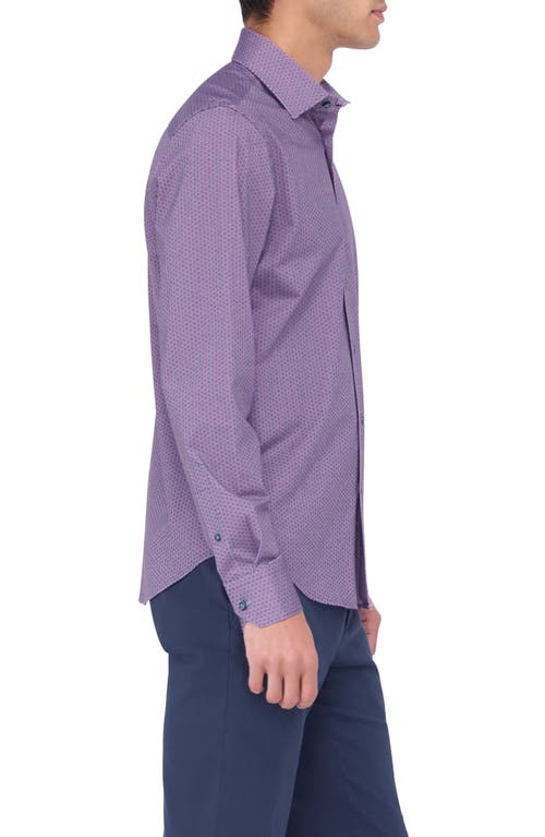 Bugatchi James Ooohcotton® Geo Print Button-up Shirt In Purple