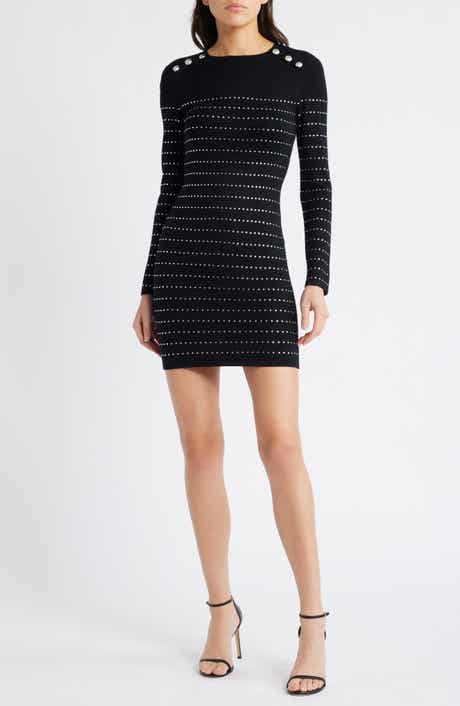 Rhinestone Long Sleeve Sweater Dress