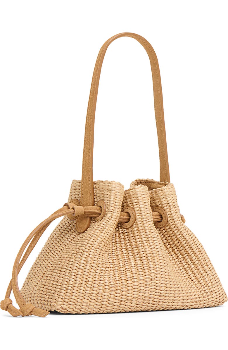 Mansur Gavriel Woven Raffia Drawstring Pouchette, Alternate, color, Natural