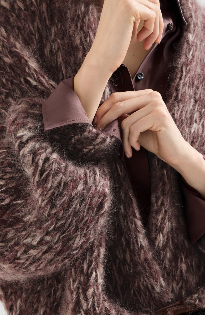 Brunello Cucinelli Malfilé mohair cardigan, Alternate, color, Purple