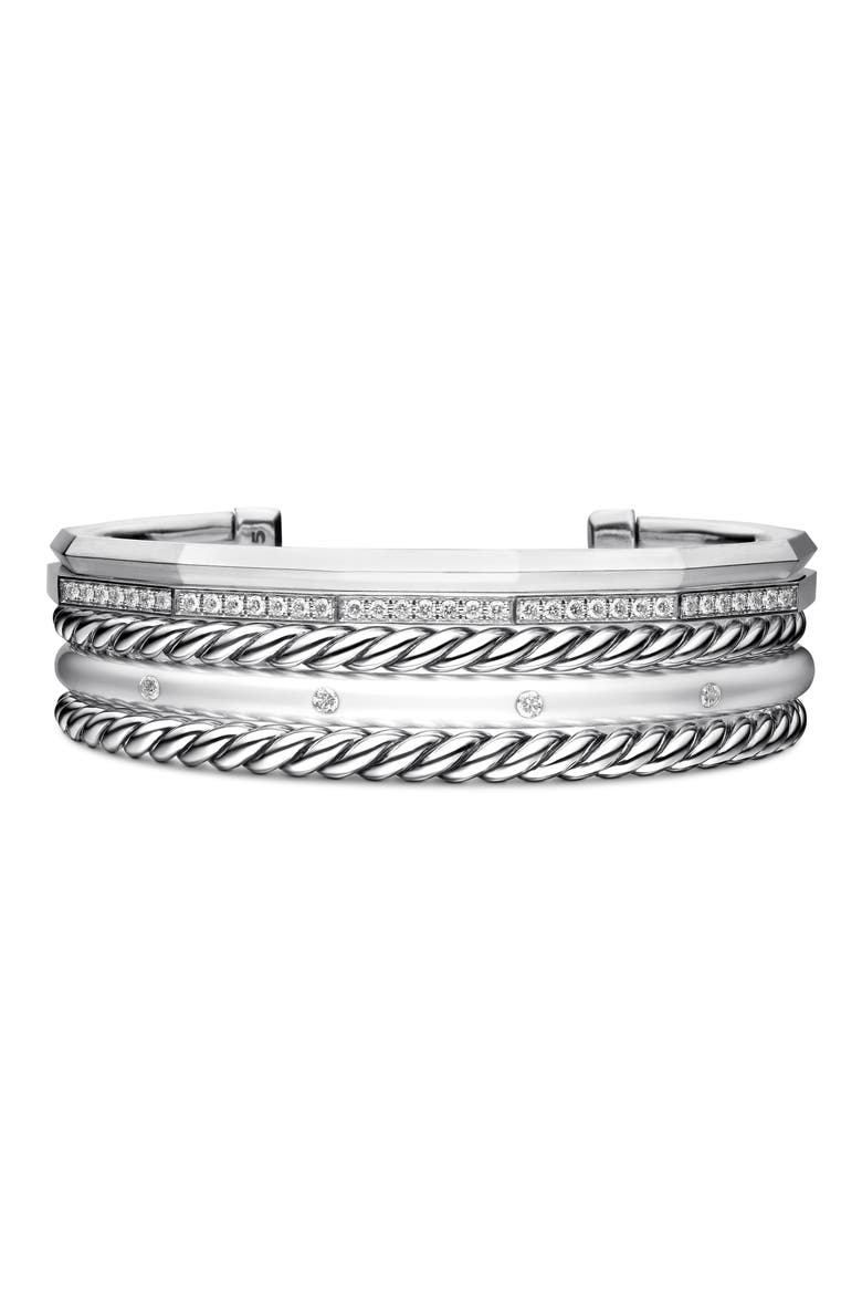 Stax Cuff Bracelet with Diamonds, Main, color, SILVER