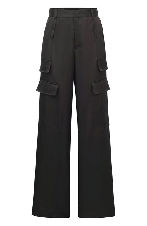 Shop Noli Yoga The Noli Shop Milan Satin Cargo Pant In Black