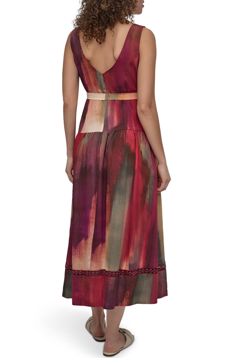 DKNY Abstract Print Drop Waist Sleeveless Dress, Alternate, color, June Brush Stroke