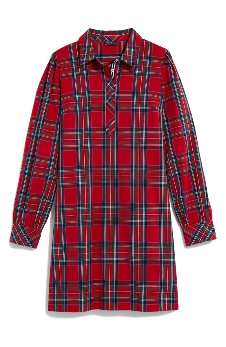 vineyard vines Plaid Long Sleeve Stretch Cotton Popover Minidress, Alternate, color,