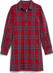 vineyard vines Plaid Long Sleeve Stretch Cotton Popover Minidress