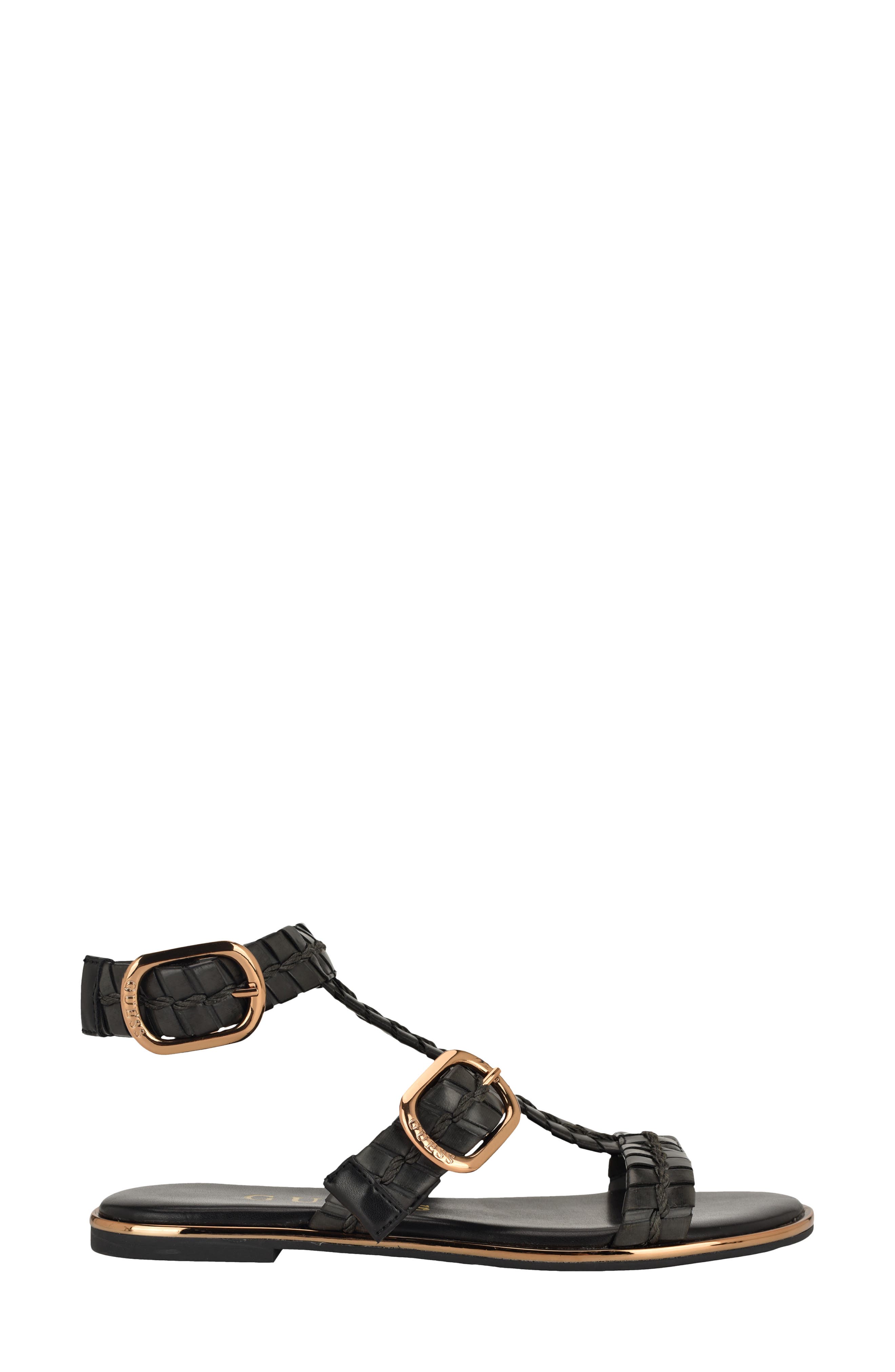 GUESS Lylnet Ankle Strap Sandal, Alternate, color, Black
