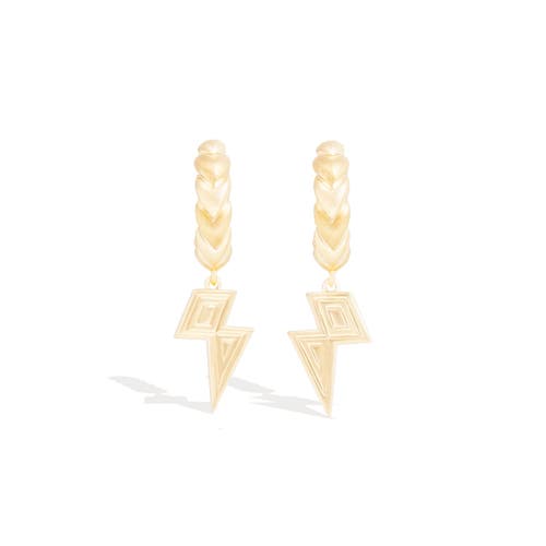 Campbell + Charlotte Juju Lightning Bolt Charm Huggie In Neutral