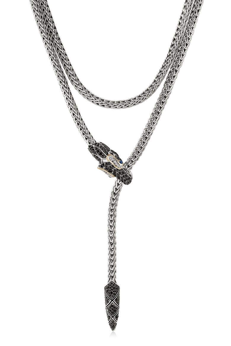 Naga Lariat, Gold, Silver, Diamonds, Alternate, color, BLACK