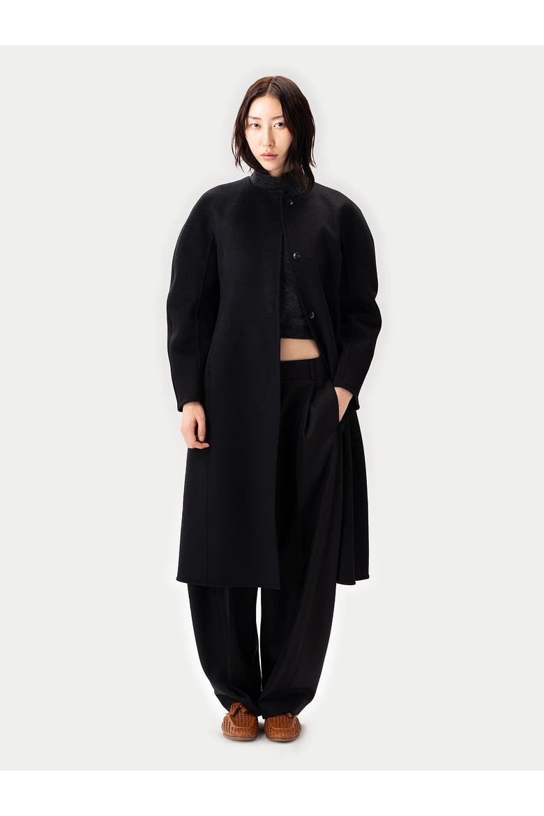Oval-Sleeve Cashmere Coat, Alternate, color, black