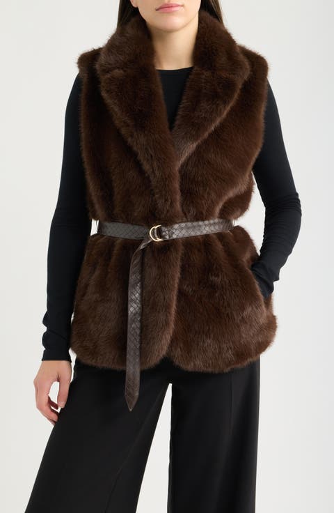 Belted Faux Fur Vest