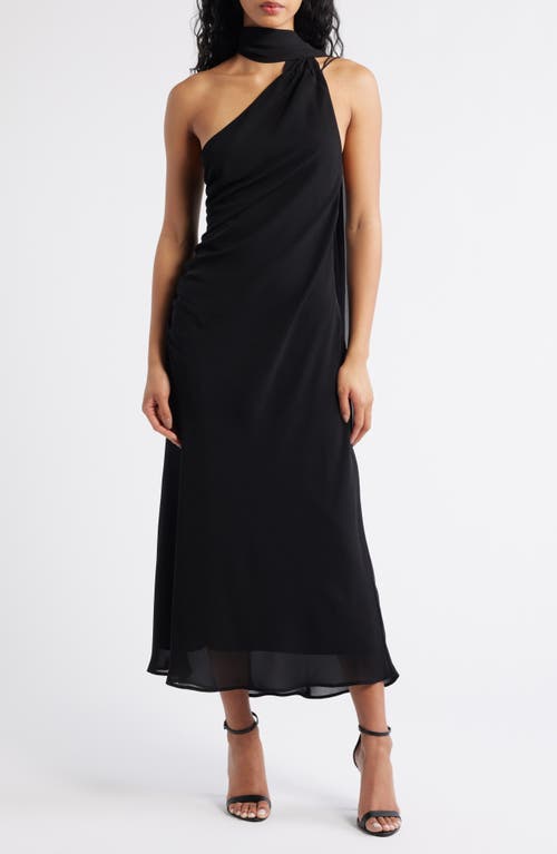 Mango Eva One Shoulder Gown In Black