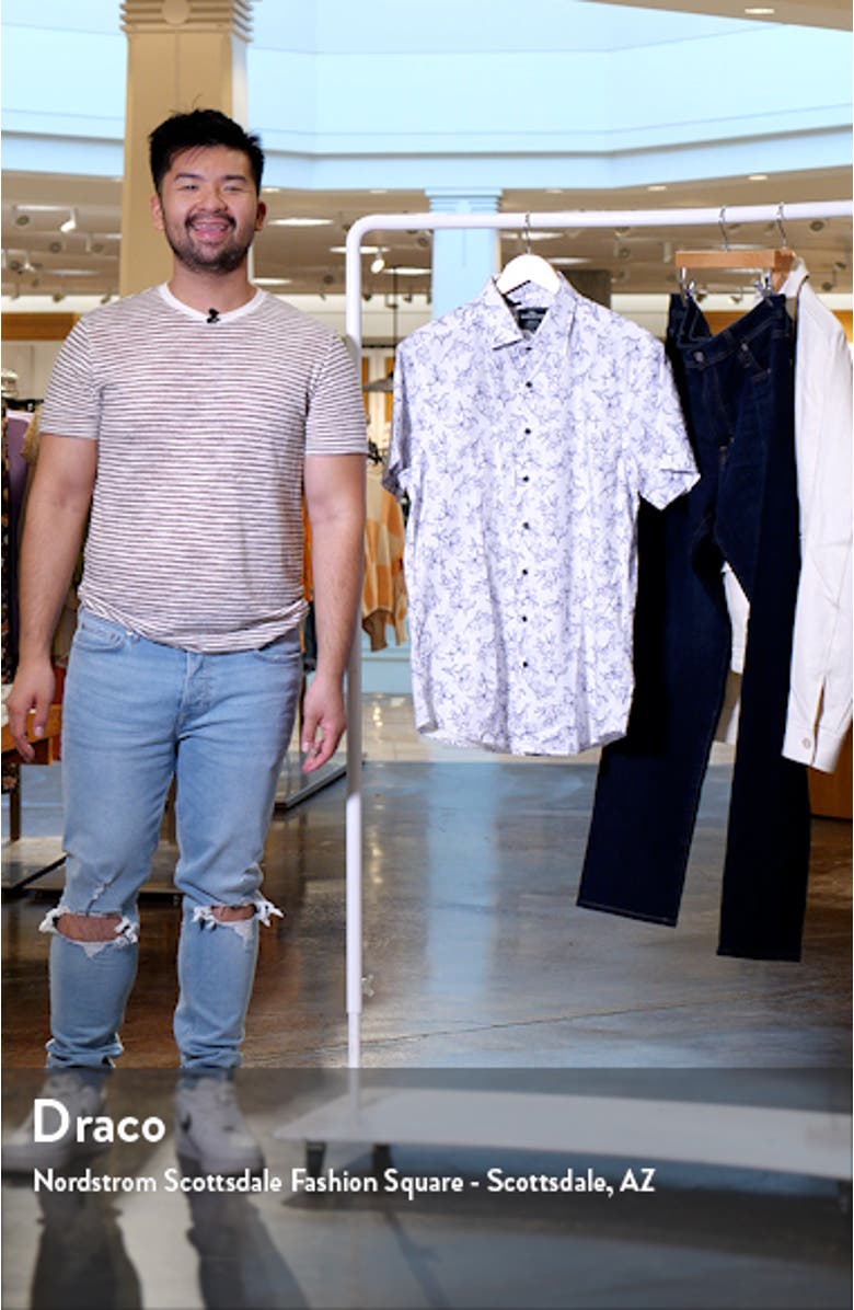 Hildersden Floral Print Short Sleeve Cotton Button-Up Shirt, sales video thumbnail