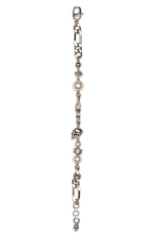 Alexander Mcqueen Mcqueen Crystal Skull & Faux Pearl Bracelet