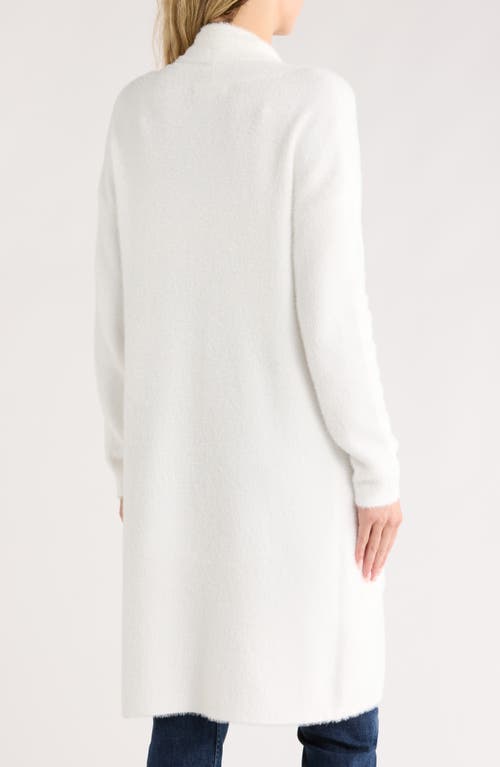 By Design Mina Open Front Eyelash Cardigan In White